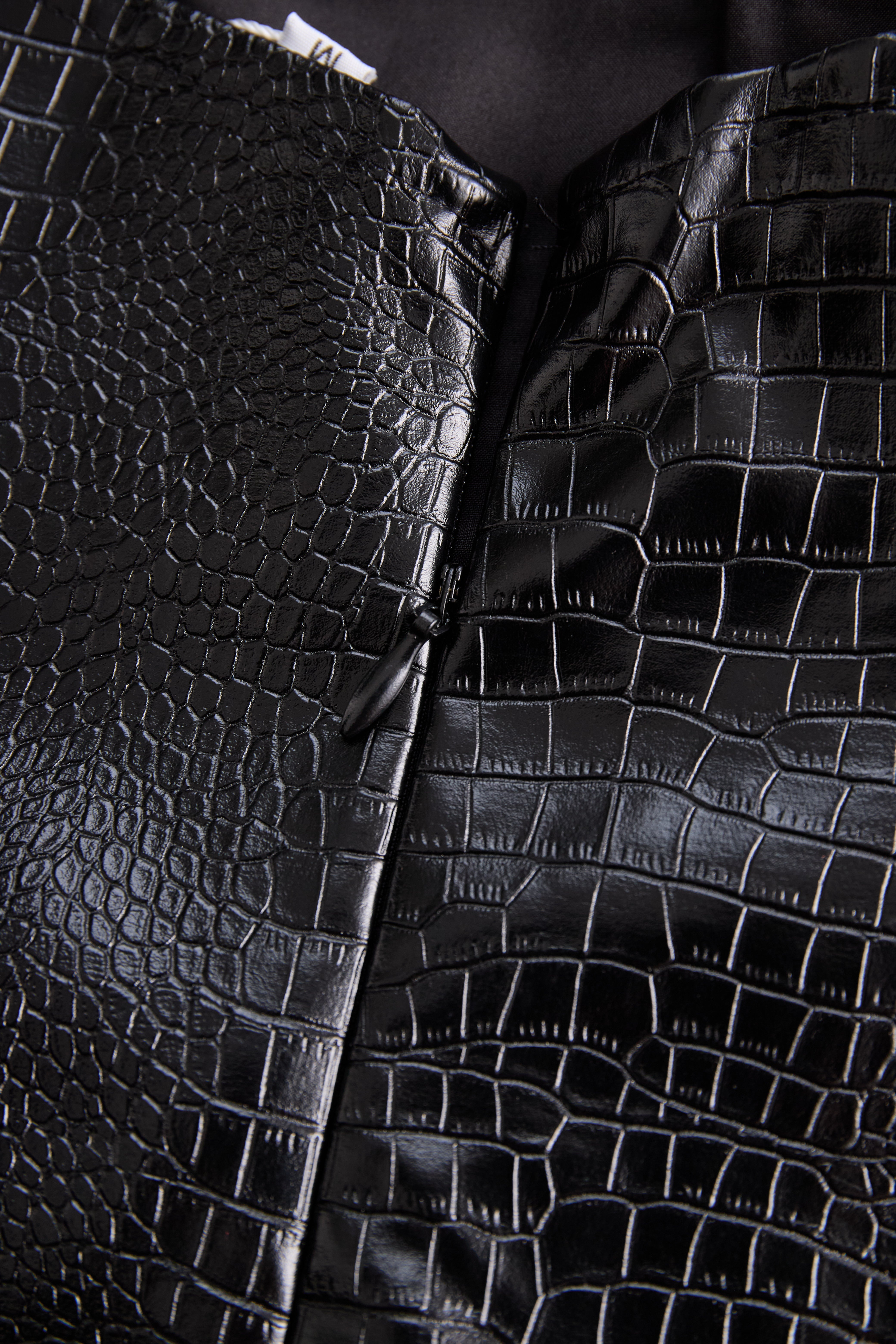 Chic Croc-Effect Faux Leather Halter Mini Dress